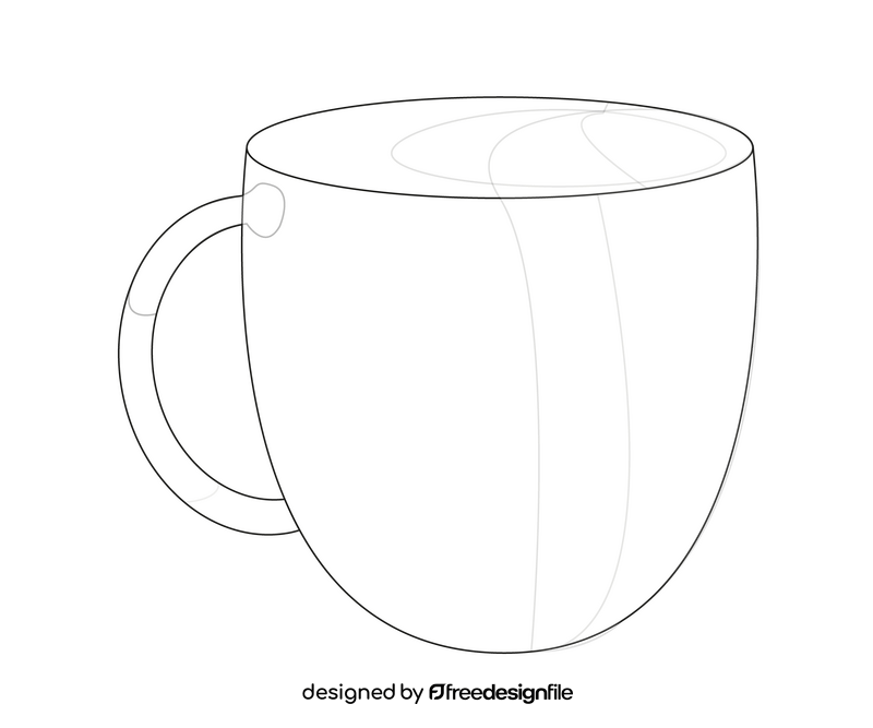 Cup drawing black and white clipart
