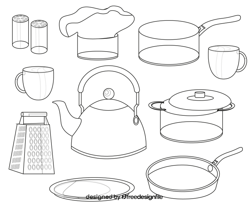 Kitchen elements black and white vector