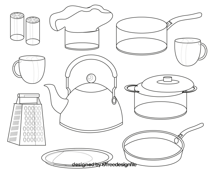 Kitchen elements black and white vector free download