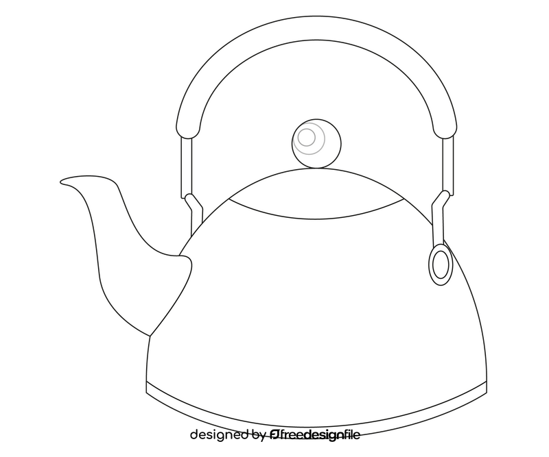 Green teapot drawing black and white clipart