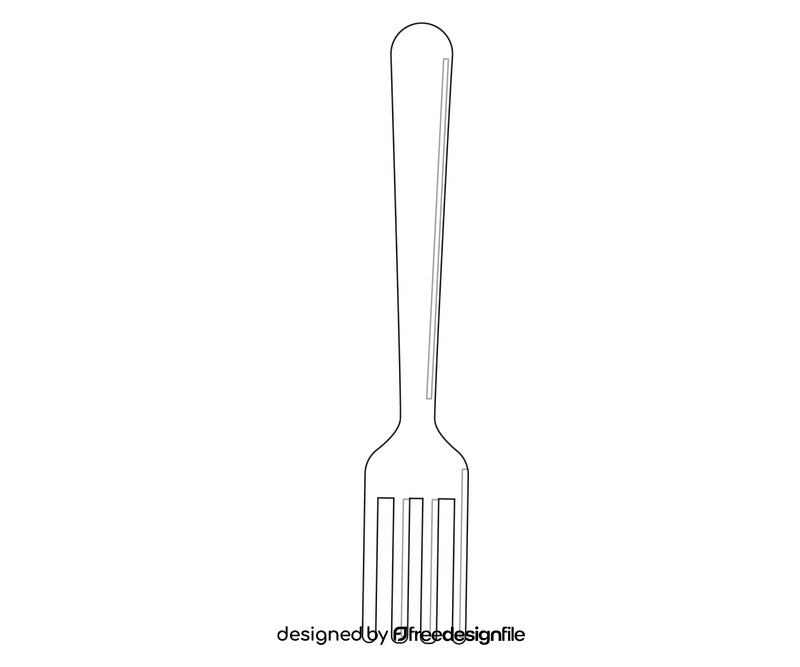 Fork cartoon black and white clipart