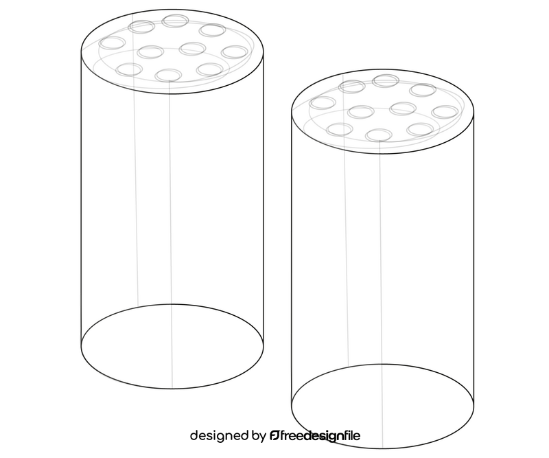 Pepper container, salt container black and white clipart
