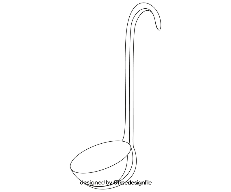 Ladle cartoon black and white clipart