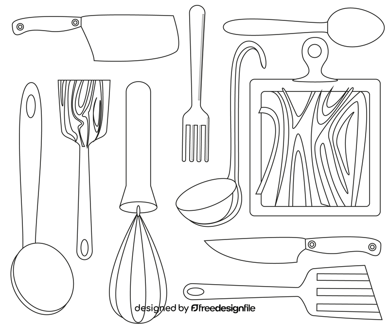 Free kitchen elements black and white vector