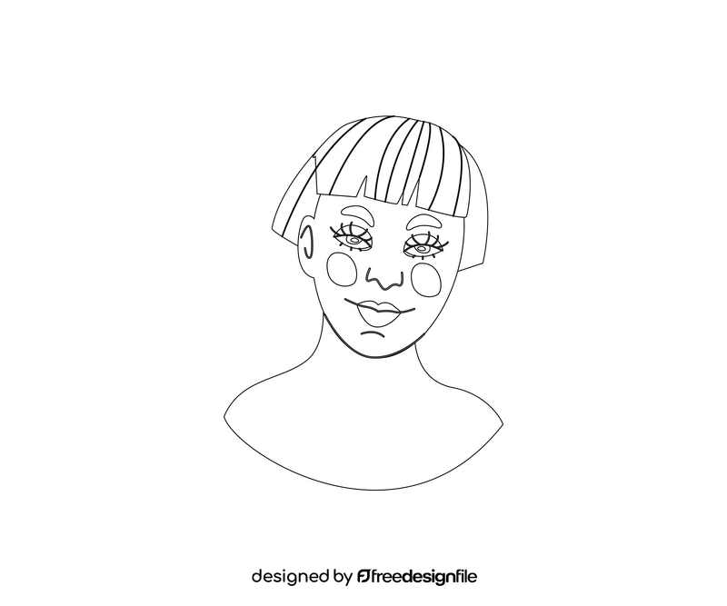 Free girl face black and white clipart