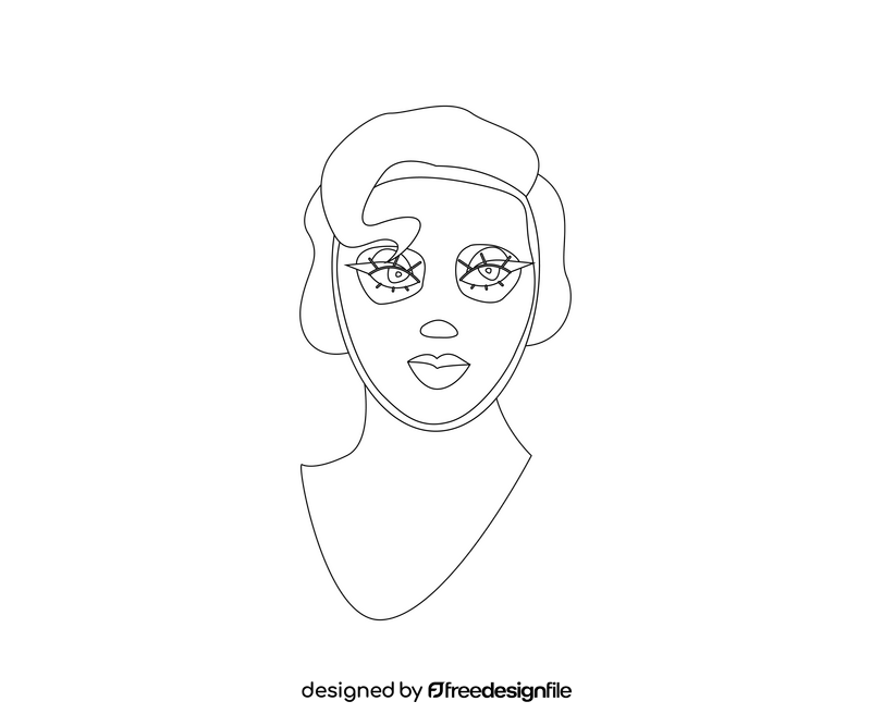 Clay face mask black and white clipart