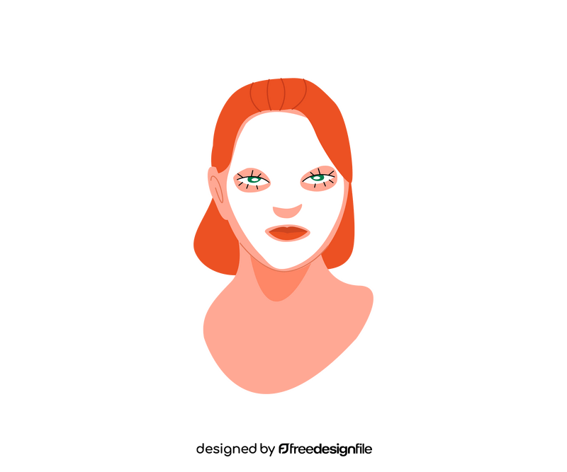 Girl with white clay mask clipart