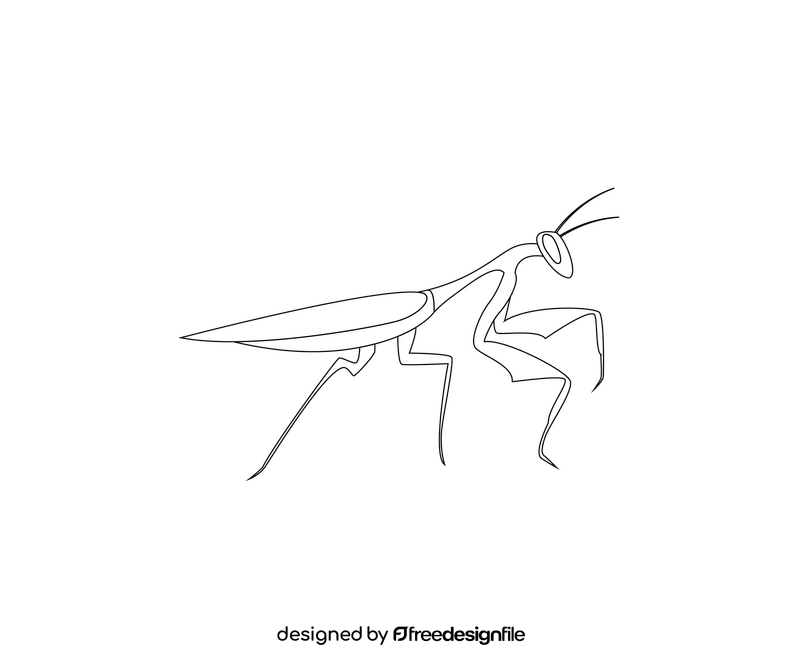 Mantis black and white clipart