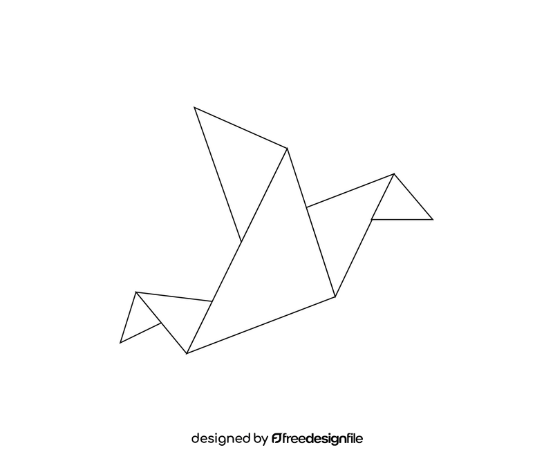 Origami bird black and white clipart