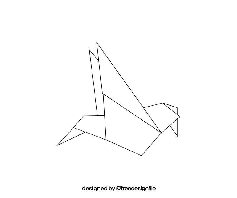 Origami bird illustration black and white clipart