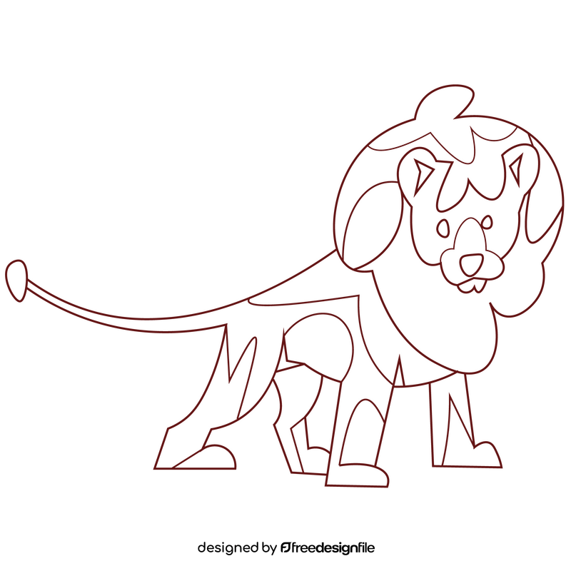 Lion black and white clipart