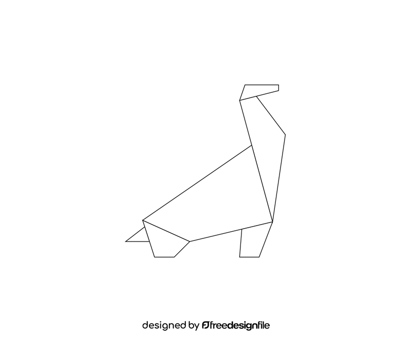Free origami dinosaur black and white clipart