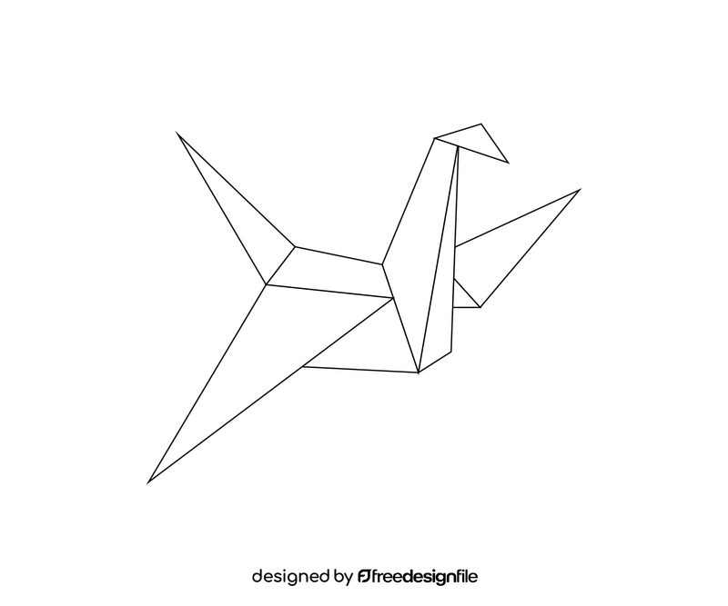 Paper folding crane black and white clipart