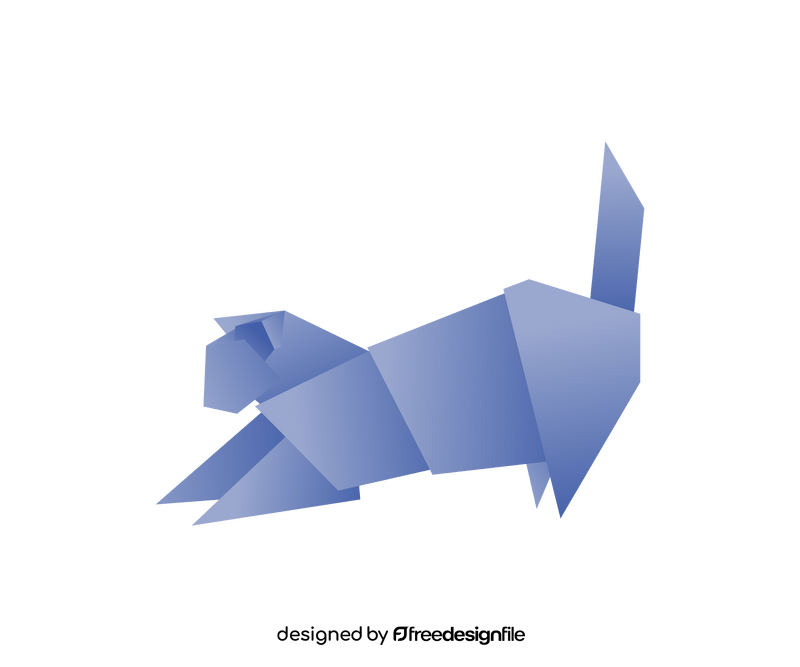 Blue origami cat cartoon clipart