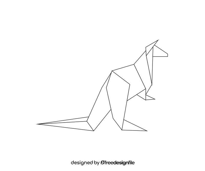 Pink paper folding kangaroo black and white clipart