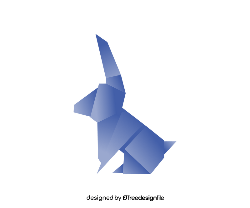 Blue origami hare clipart