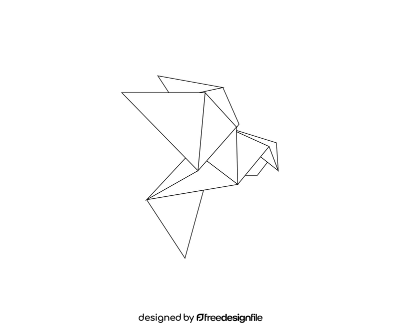 Paper folding bird illustration black and white clipart