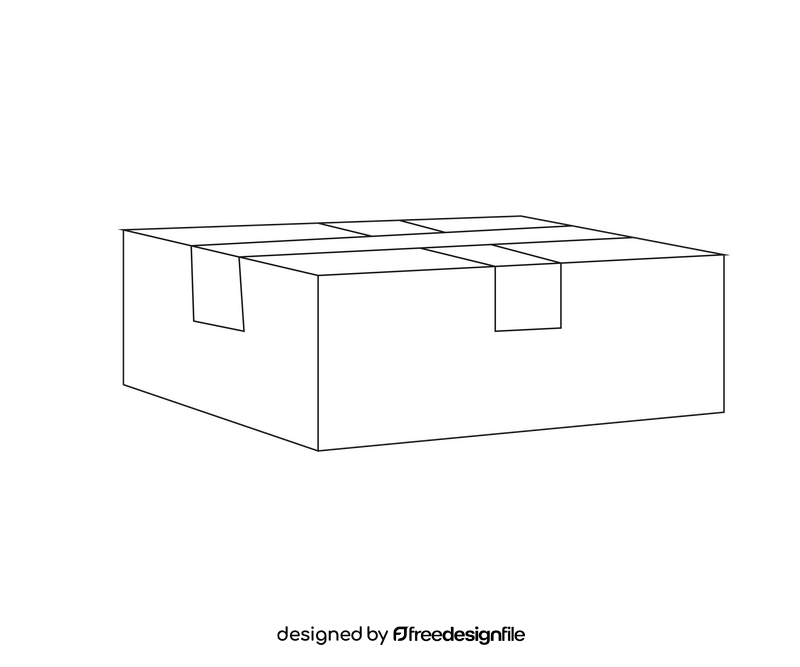 Cartoon box black and white clipart