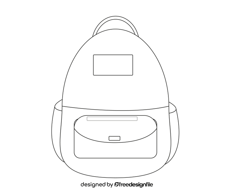 School backpack cartoon black and white clipart