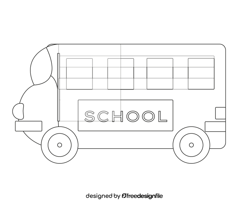 School bus illustration black and white clipart