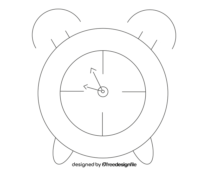 Cartoon clock black and white clipart