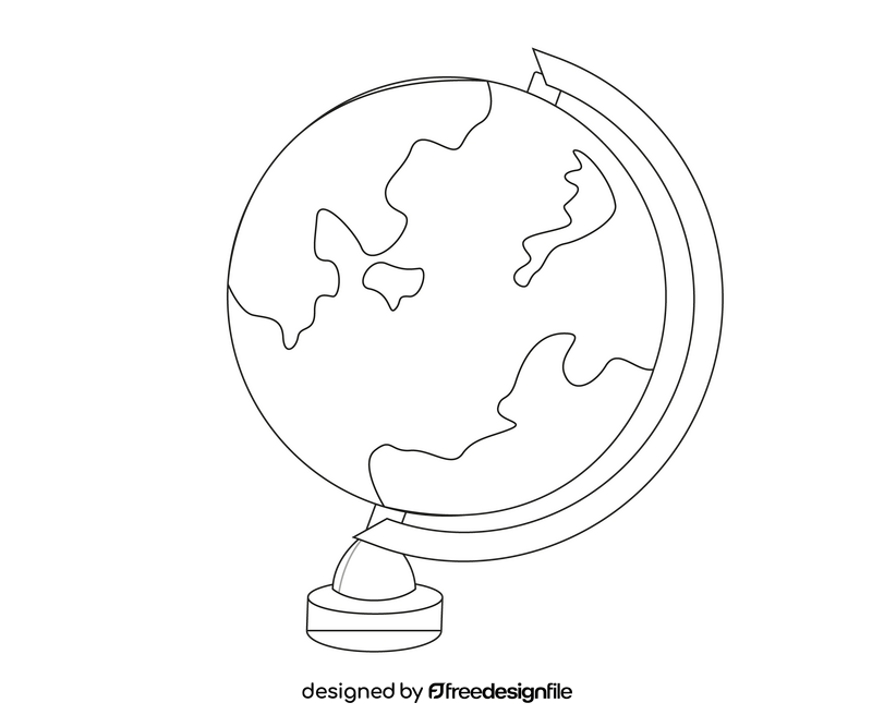 Cartoon globe black and white clipart