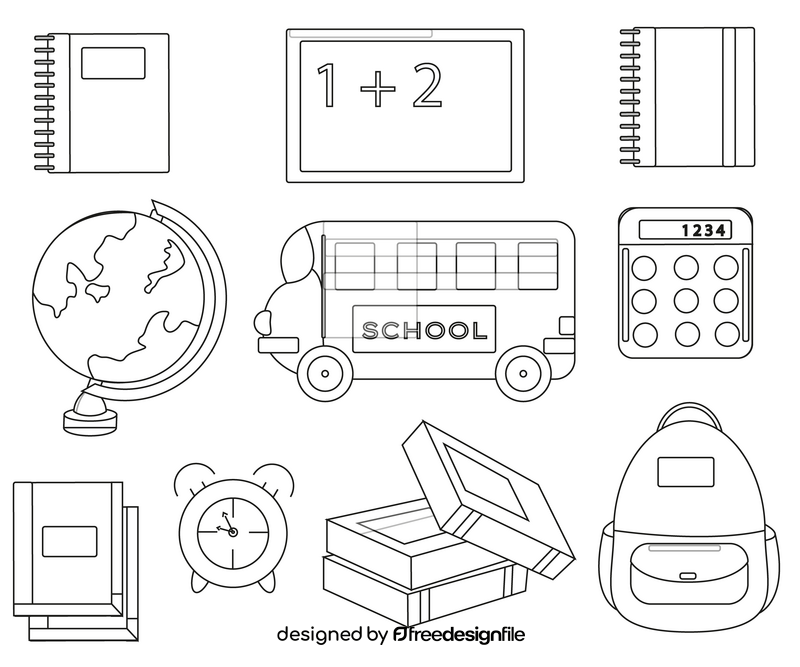 Back to school black and white vector