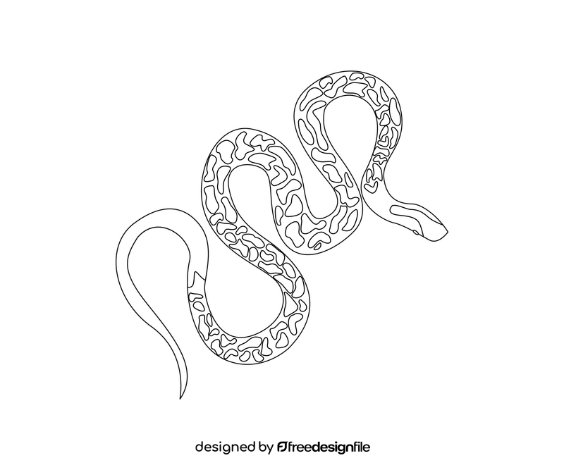 Poisonous snake black and white clipart