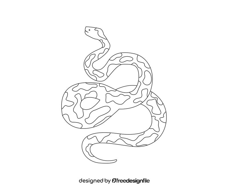 Python snake drawing black and white clipart