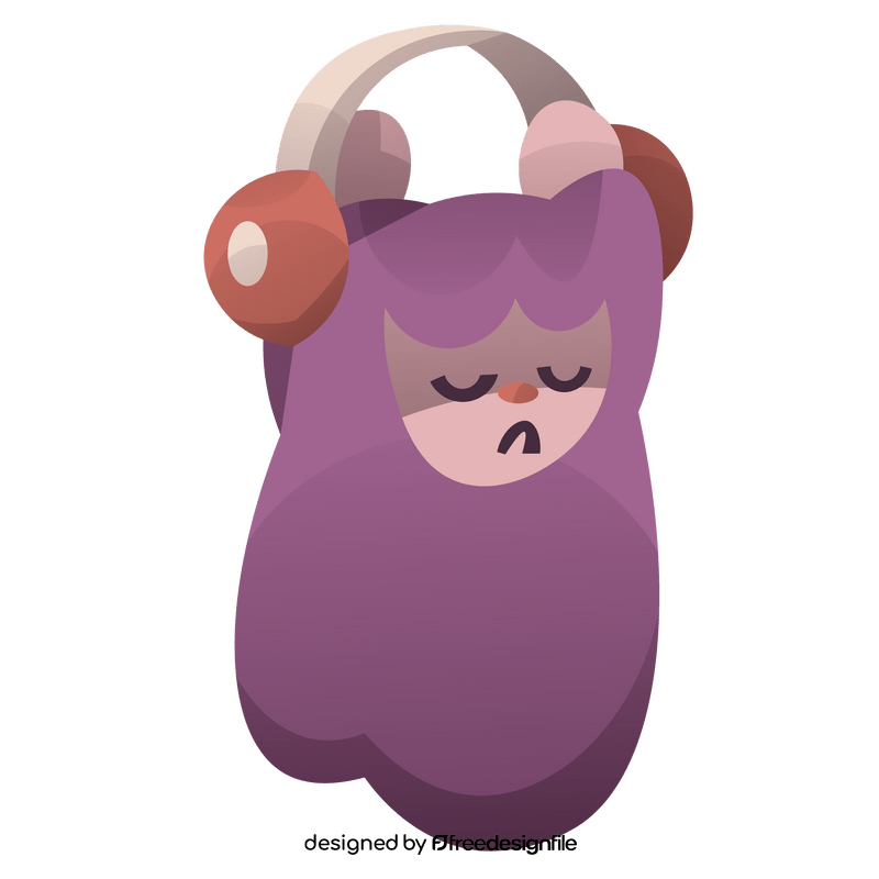 Cartoon llama with headphones clipart