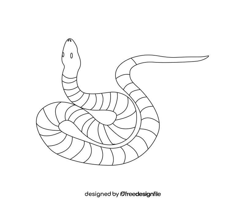 Striped snake black and white clipart