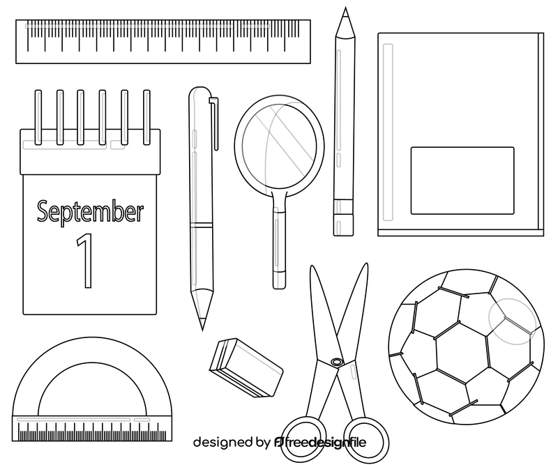 Study accessories black and white vector