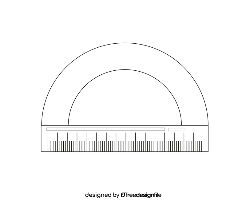 Half round ruler black and white clipart