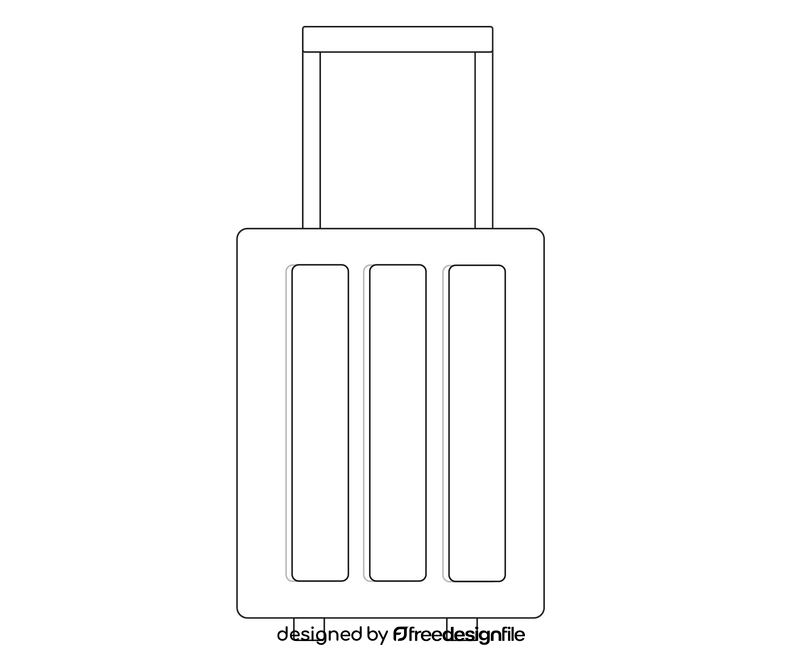 Travel suitcase black and white clipart