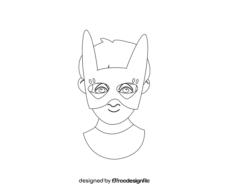 Boy dressed in hare mask black and white clipart