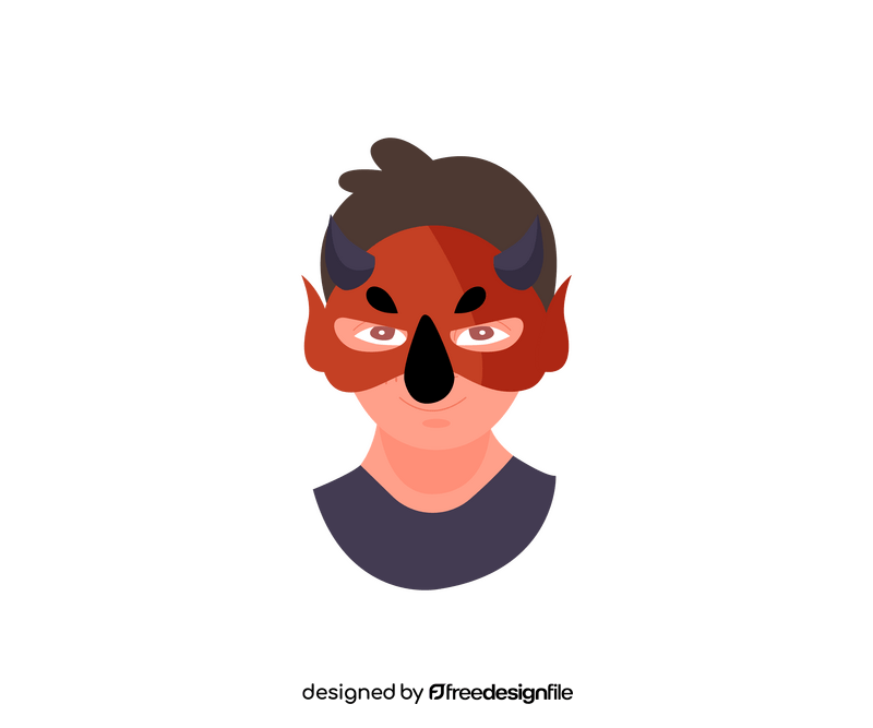 Boy wearing red dragon mask clipart