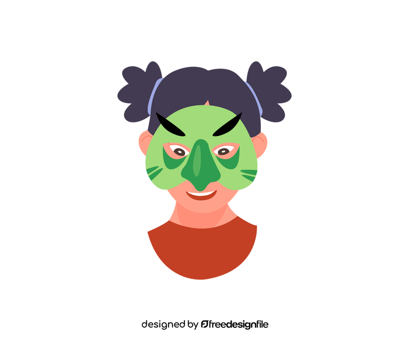 Girl in frog mask clipart
