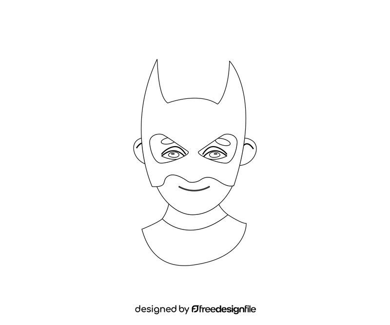 Batman mask cartoon black and white clipart