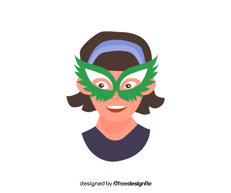 Girl in green carnival mask clipart