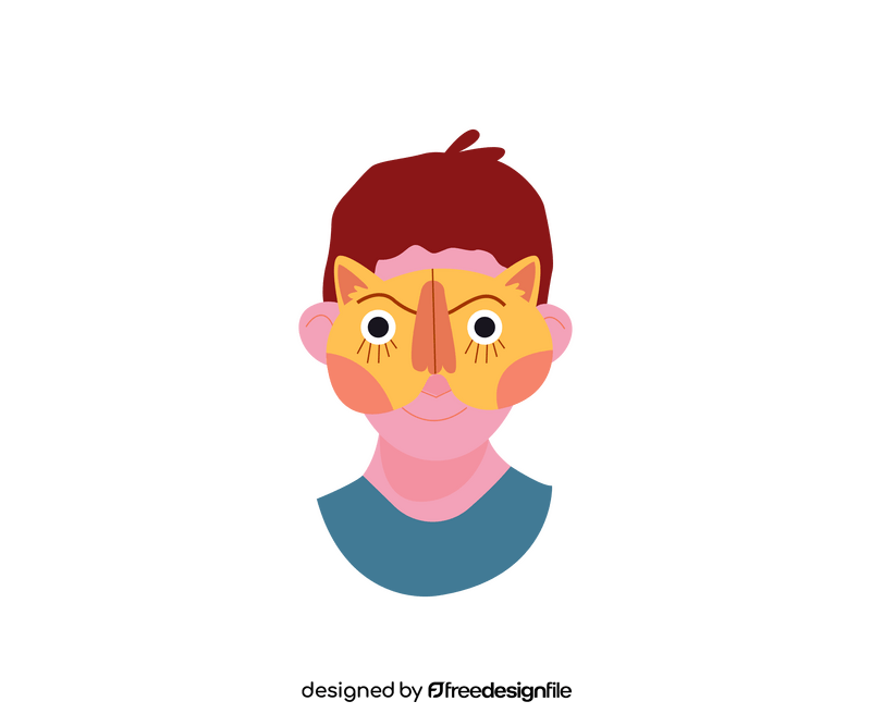 Boy in cat mask clipart