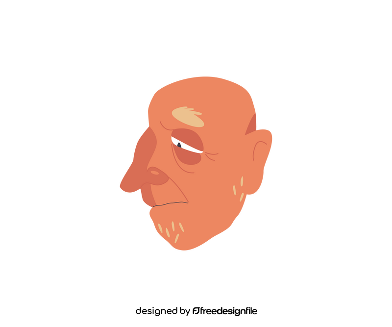 Old bald man profile drawing clipart