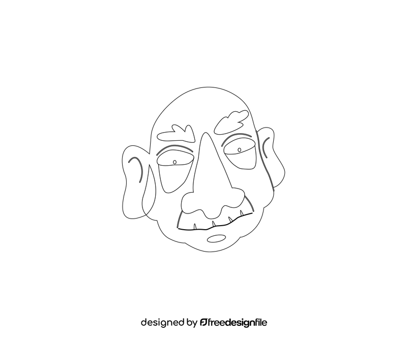 Old man with big ears black and white clipart