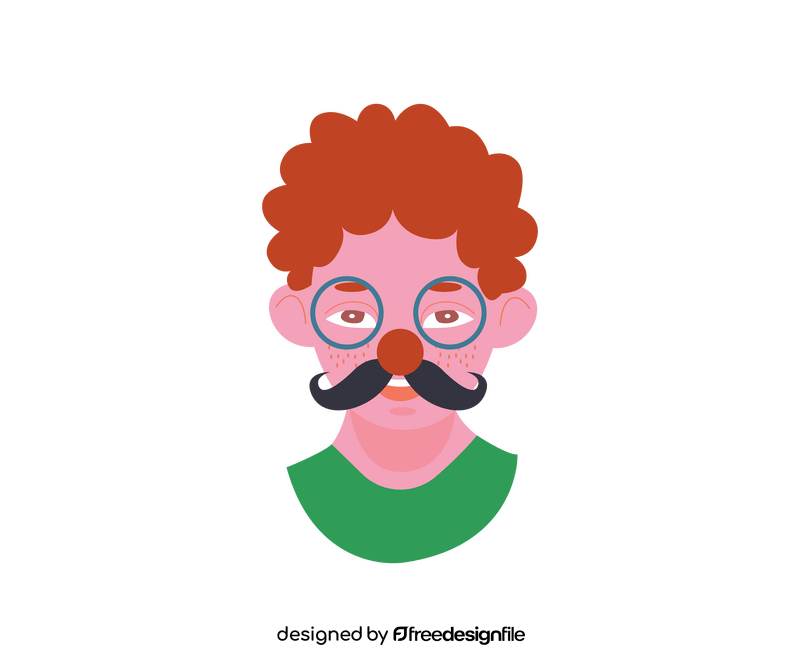 Redhead boy in mask with mustache clipart
