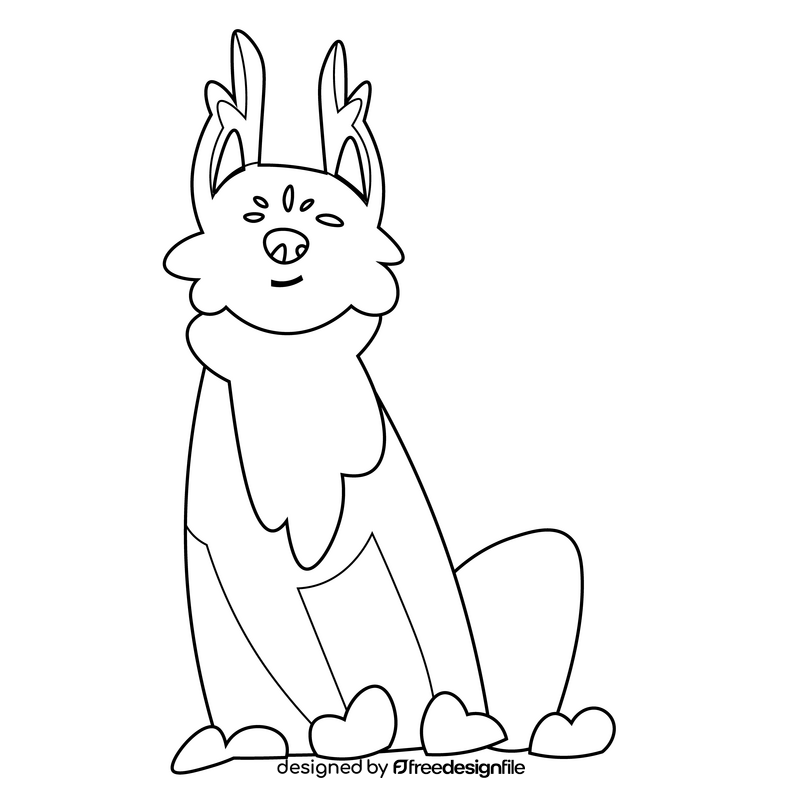 Cartoon lynx happy drawing black and white clipart