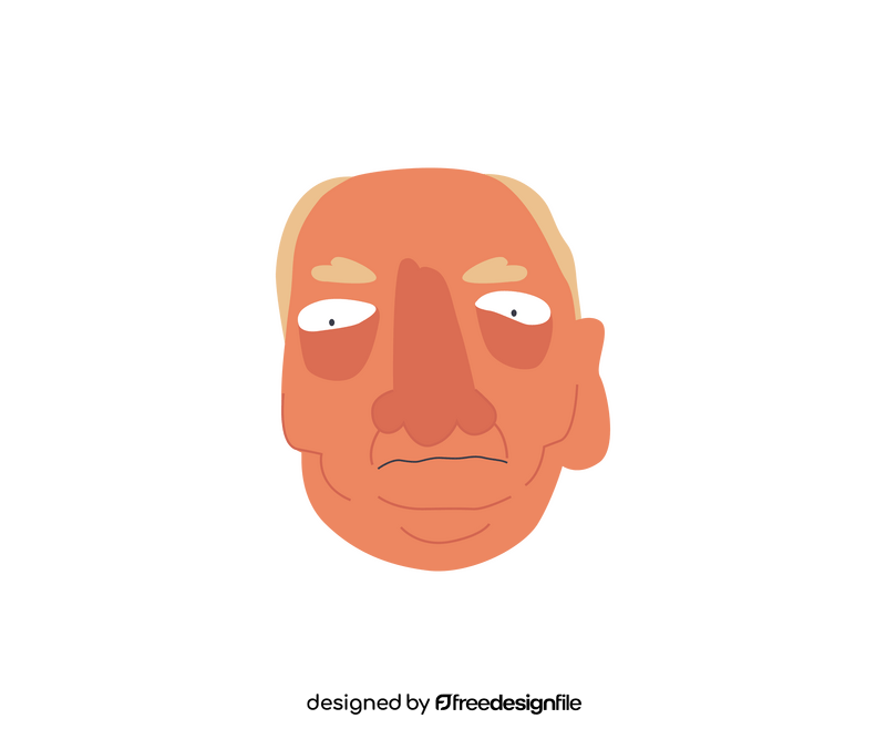 Scared old man face clipart
