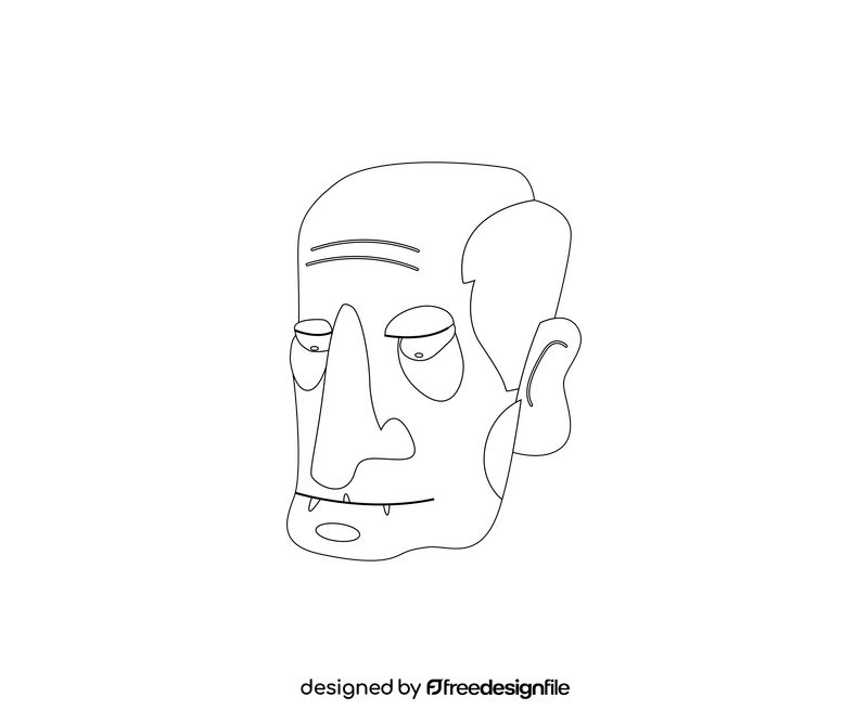 Serious elderly man black and white clipart