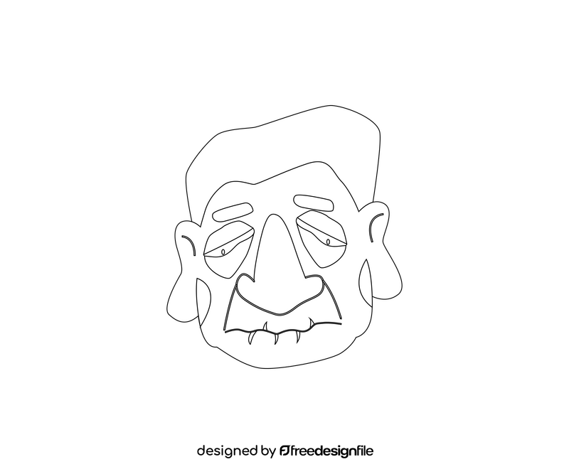 Sad old man portrait black and white clipart
