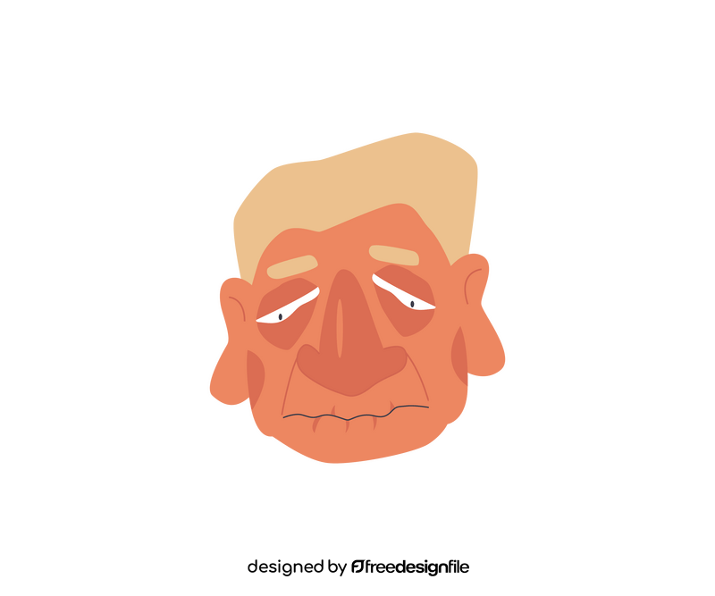 Sad old man portrait clipart