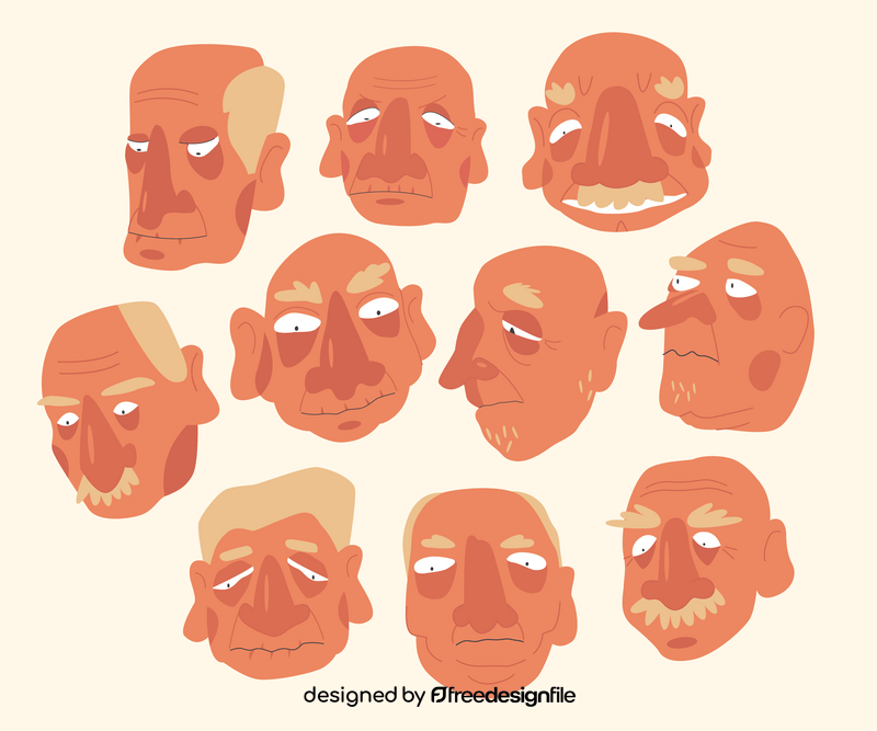 Old men faces vector