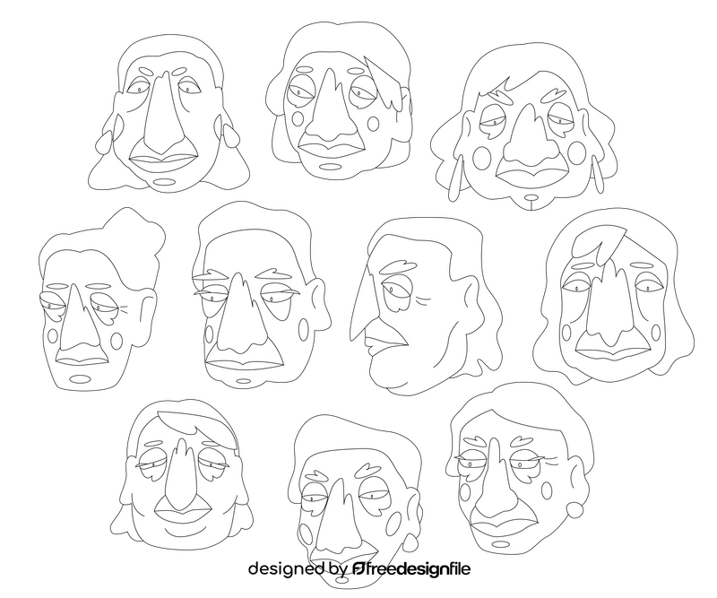 Old women faces black and white vector